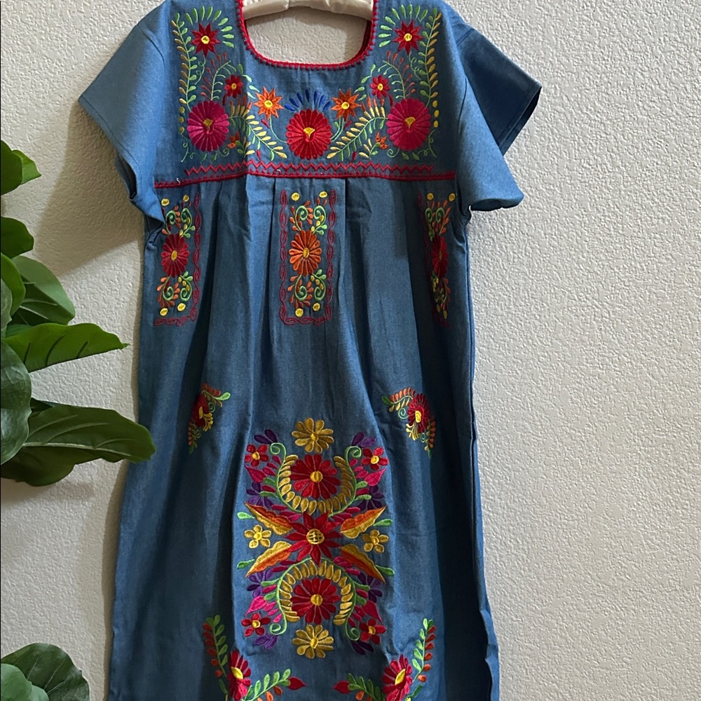 DENIM Long Mexican dresses embroidered - Picture 5 of 6